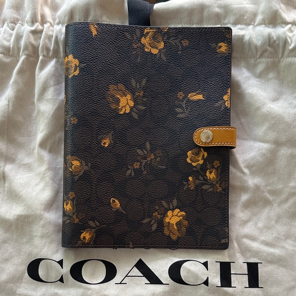 Coach Black and Gold Floral Notebook Cover